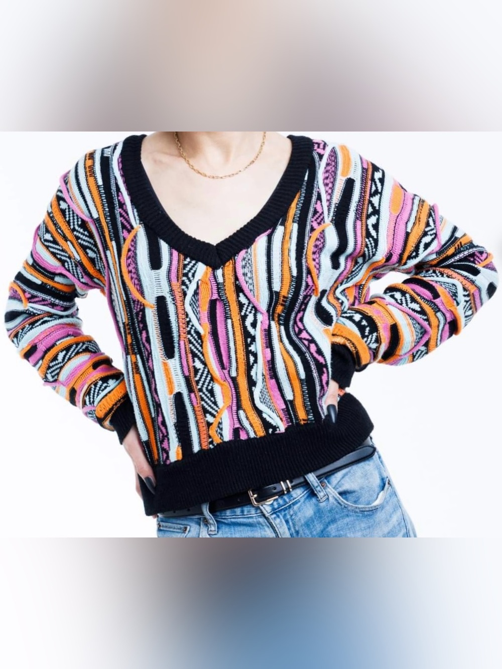 Forever 21 Funky Cropped Sweater NWOT Large